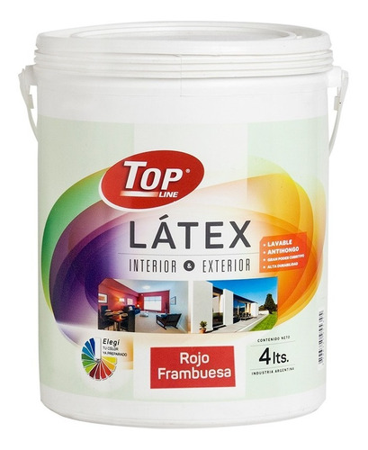 Pintura Latex Lavable Rojo Frambuesa Interior Exterior 4 Lts