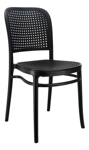 Kit 4 Cadeiras Jantar Design Rattan Amis Lola Empilhável Top Estrutura Da Cadeira Preto Assento Preto