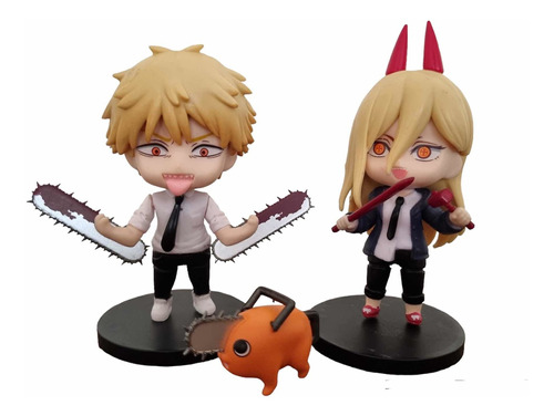 3 Figuras Anime Chainsaw Man - Denji Pochita Power 12 Cm