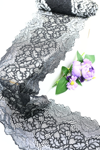 Rollo De Encaje Bicolor Floral De Alta Calidad 7014 Blanco