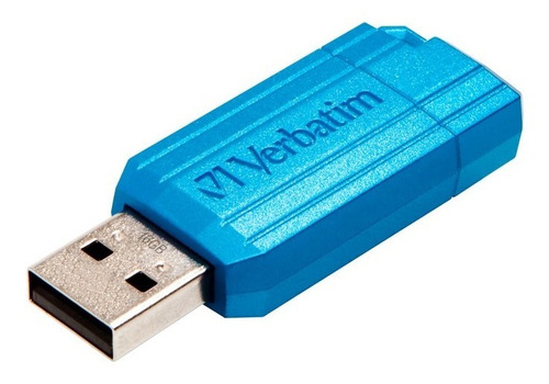 Memoria Usb Azul 16gb Pendrive Verbatim Retractil Pinstripe