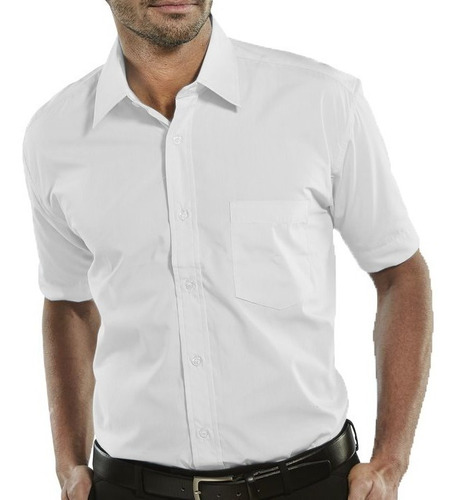 Camisa Masculina Manga Curta Branca Médico Fit Várias Cores