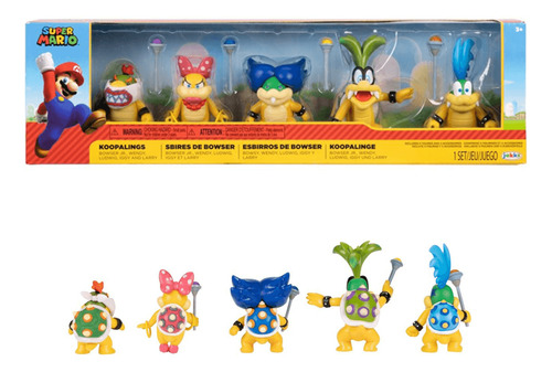 Set 5 Figuras Koopalings Super Mario Bowser Jr Wendy Ludwing