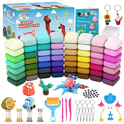 56 Colors Air Dry Clay, Modeling Clay Kit Soft And Ultr...