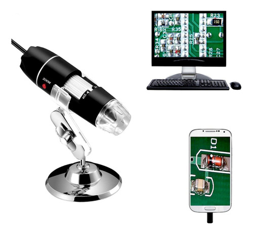 Camara Microscopio Lupa Digital 40a1000x  8 Led Usb Micro- C