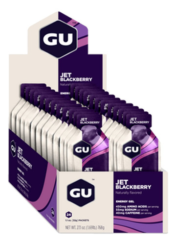 Gu Energy Gel Caja X 24 Unidades Vegano Sabor Jet Blackberry