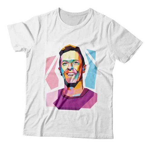 Camiseta Chris Martin Coldplay Arte Pop Frente Estampada