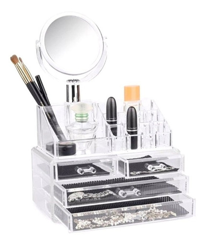 Organizador Cosmetiquero De Maquillaje Con Espejo Acrílico