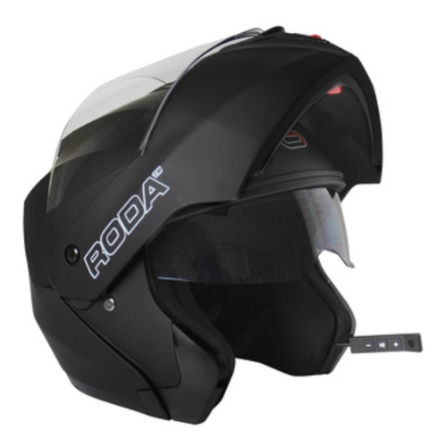 Imagen 2 de 6 de Casco Abatible Para Moto Roda Revenge Negro Con Bluetooth