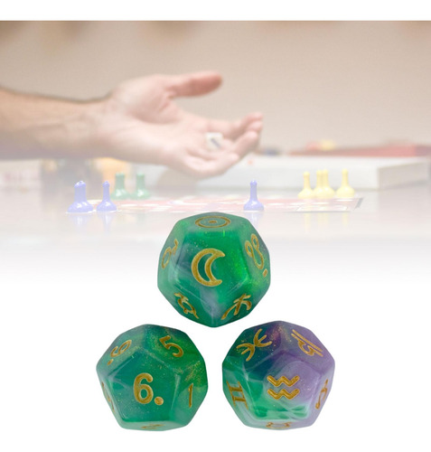 3 Piezas Dados De Constelación Dados De Verde Y Dorado