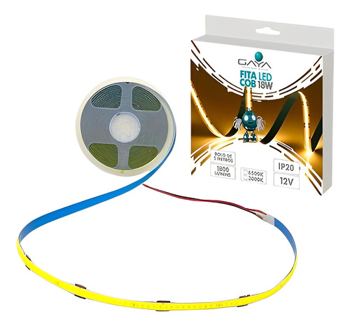 Fita Led Cob 18w 5 Metros 12v Ip20 3000k Gaya