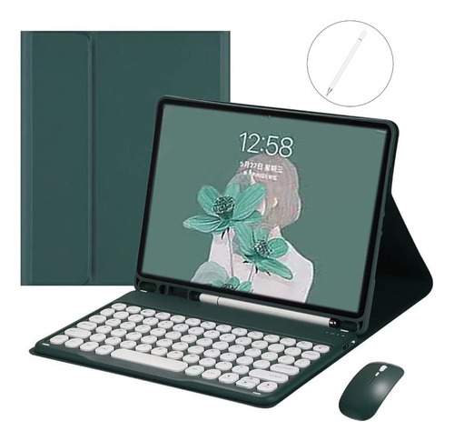 Funda Con Teclado +mouse Y Lápiz Para iPad 10ª Gen 10.9'' 20 Color Verde Oscuro