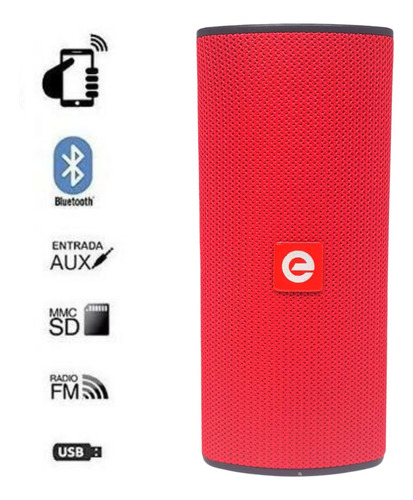 Imagem 4 de 6 de Caixa De Som Bluetooth Alto Falante Usb Sd Fm Exbom Vermelho