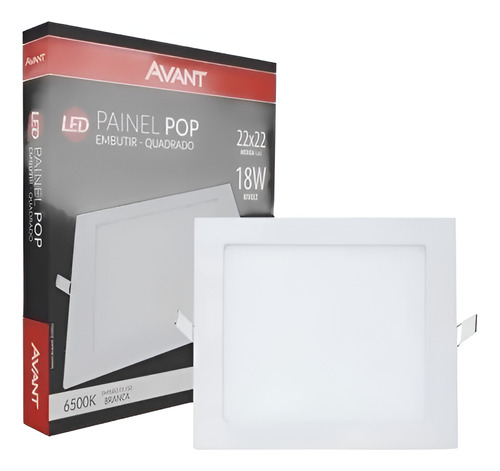 Jogo 3 Painel Led 18w Embutir Quadrado 6500k Luz Branca Frio