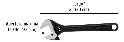 Llave Perico 12´ Acero Pavonado Ajustable Profesional 21825