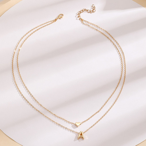 Collar Dije Letra M Corazon Mujer Joyería Oro Regalo Navidad