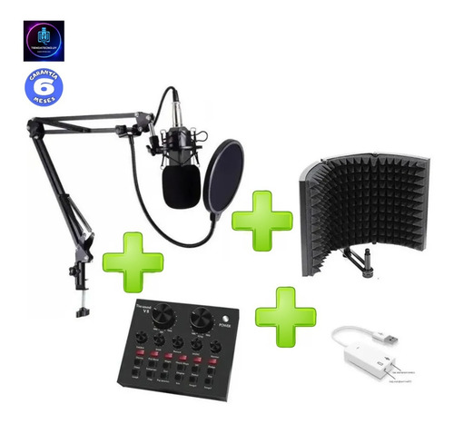 Imagen 2 de 8 de Micrófono Con Brazo + Consola Interface + Panel Acústico