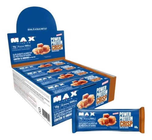 Power Protein Crisp - Cx 12 Unidades - Max Titanium Sabor Caramelo