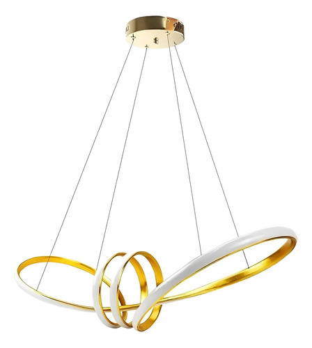 Lustre Pendente Moderno Led Infinito Dourado Switch