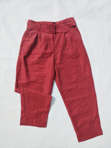 Pantalon Baggy Con Cinto, Sin Usobordeaux Talla 40 H&m