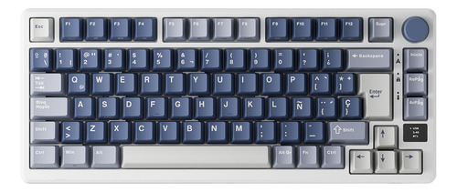Teclado Mecânico Rk Royal Kludge M75 Azul Oceano Prateado Rá