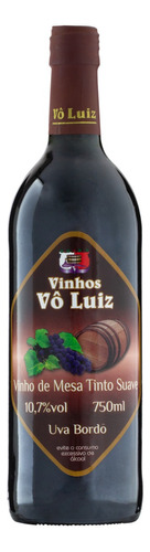 Vinho Brasileiro Tinto Suave Vô Luiz Bordô Garrafa 750ml