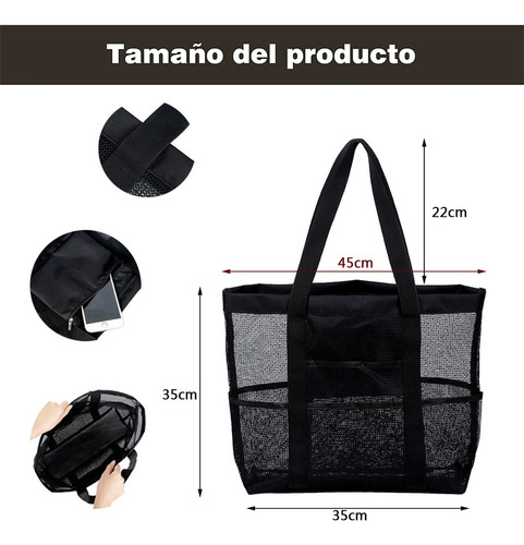 A Bolsa Para Playa Ligera, Lavable Y Plegable Gran Capacidad