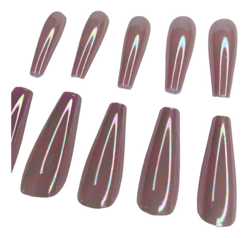 Uñas Postizas Press On Adheribles 12 Tips Rosa Claro
