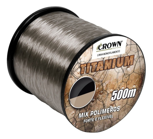 Linha Titanium Crown Monofilamento 500m  Cinza 0,37mm  25lbs