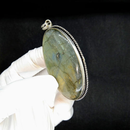 Colgante Labradorita Dorada- Plata 925 Chapado + Envío #1126