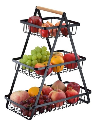 Cesta Metálica De 3 Niveles Frutas Y Multiusos