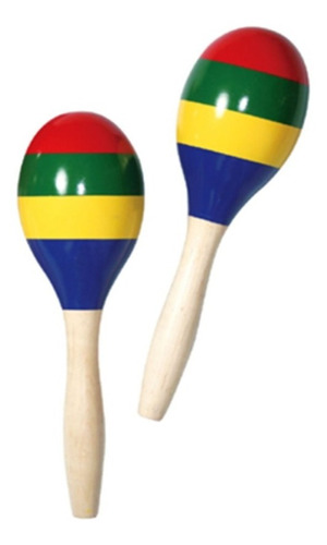 Par Maracas De Madera Colores 