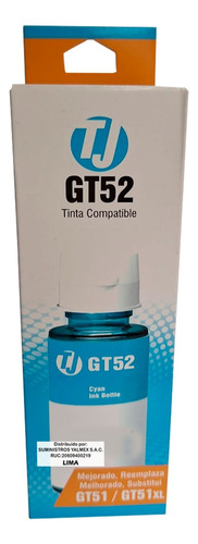 Tinta Compatible Para Hp Gt52 Cyan 70ml