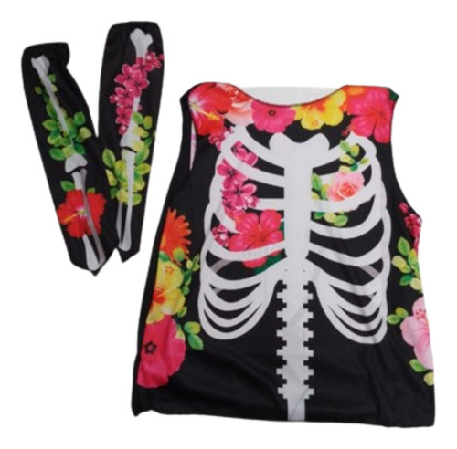 Set Calavera Calaca Y Guantes Halloween Coco Adolec./adulto 