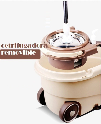 Imagen 4 de 9 de Mopa Trapeador Giratoria 360 Cetrifugadora Acero Removible