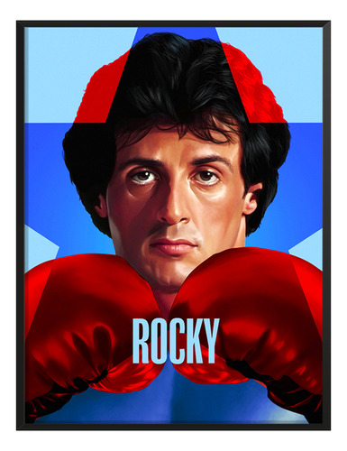 Cuadro Cartel Rocky Pelicula Boxeo Sala Recamara C/ Marco