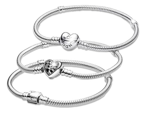 3 Pcs Pulsera Original Joyeria De Plata Con Caja Y Bolso