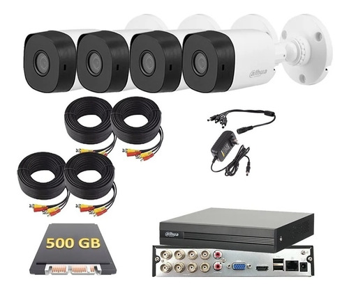 Kit Circuito Cerrado 4 Cámaras Dvr 8 Dahua 1080p 500gb