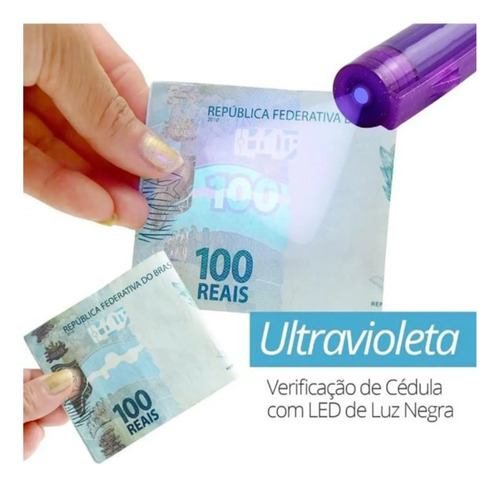 Caneta Detectora De Notas Falsas Com Luz Uv Profissional
