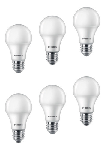 Pack 6 Ampolletas Philips Essential  12w E27 Fria O Calida