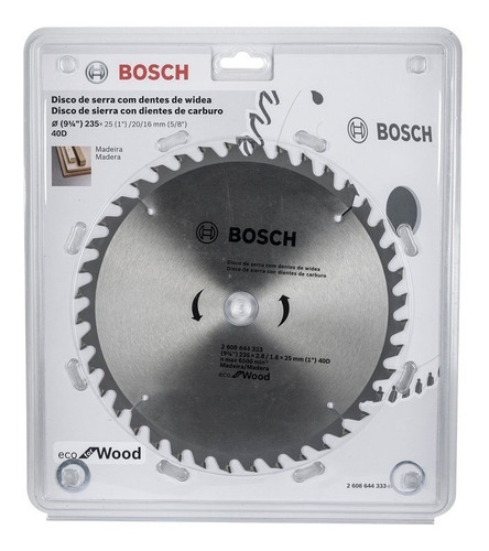 Disco De Sierra Circular 7 1/4 40 Dientes Eco Bosch