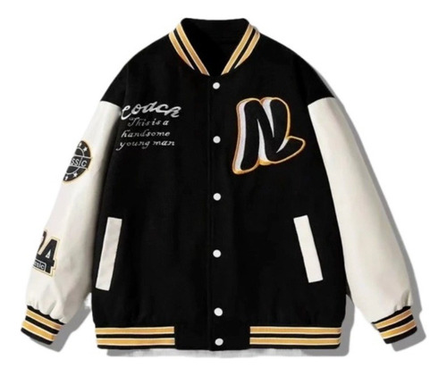 Chaqueta De Béisbol Letter Street Hip-hop Uniform Para Hombr