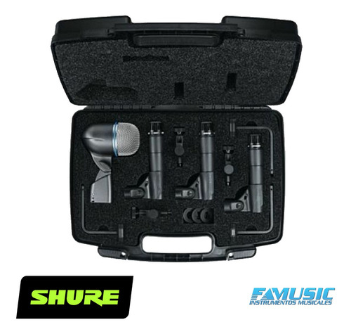 Kit Microfonos Bateria Shure Dmk57 3 Sm57 + 1 Beta 52a Clamp