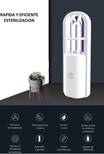Lampara Portatil Uv+ozono Desinfecta Aire Auto Heladera Casa