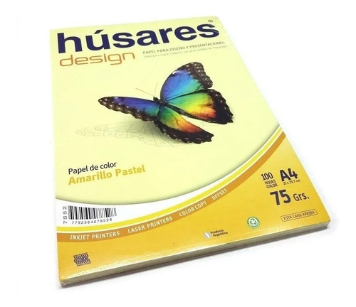 Resma De Color Húsares Design A4 - Amarillo 100 Hojas 75gr