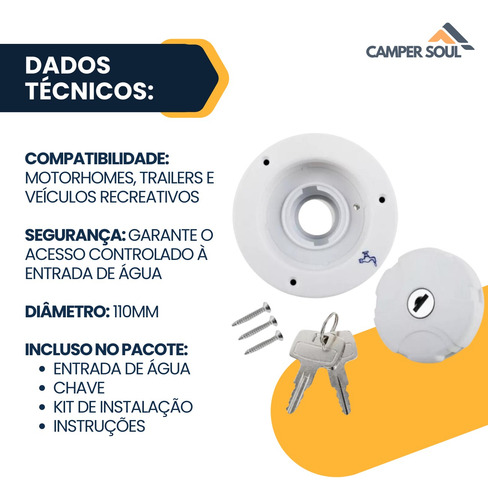 Entrada De Água Com Chave Trailer Camper Motorhome Rv Caixa