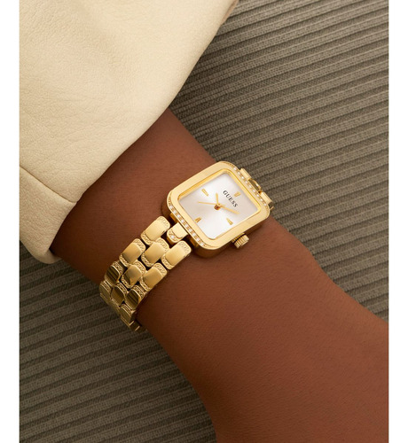 Reloj Guess Isla Dama Dorado Gw0865l2 Fondo Plateado