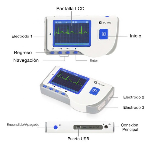 Monitor Portatil Medicion Frecuencia Cardiaca Ecg Pc-80b