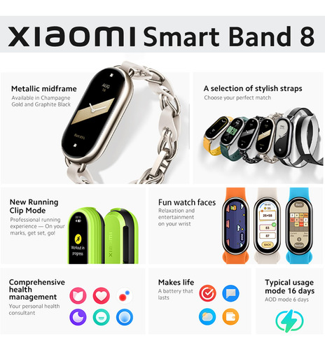Pulsera Inteligente Xiaomi Mi Band 8 Con Pantalla Amoled De