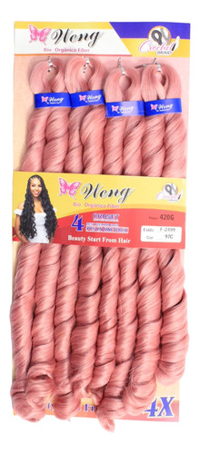 Aplique De Cabelo 100% Orgânico Ondulado Para Crochet - Weng Cor Rosa 97c